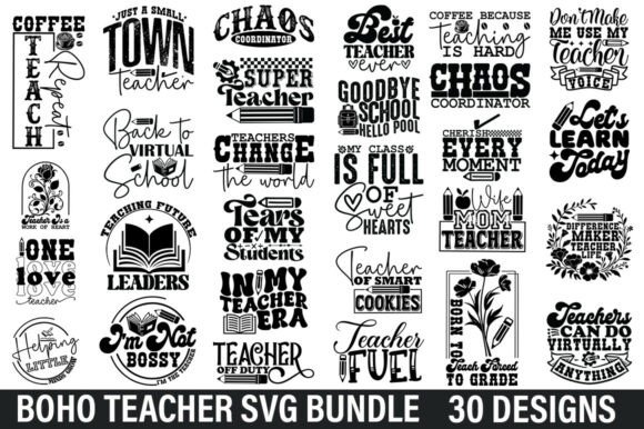Boho Teacher SVG Bundle: Graphics for T-Shirt Designs