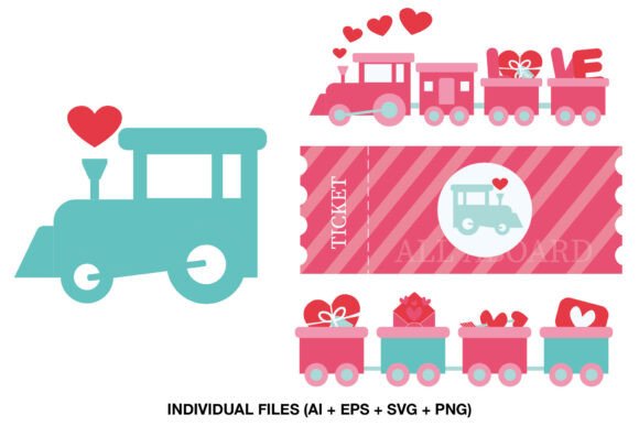 Cute Valentine Train Clipart PNG for Crafts & Graphics