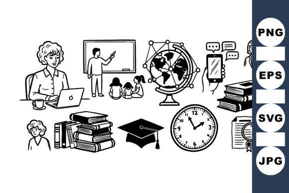 Educational Vector Icon Set for Crafts & Graphics