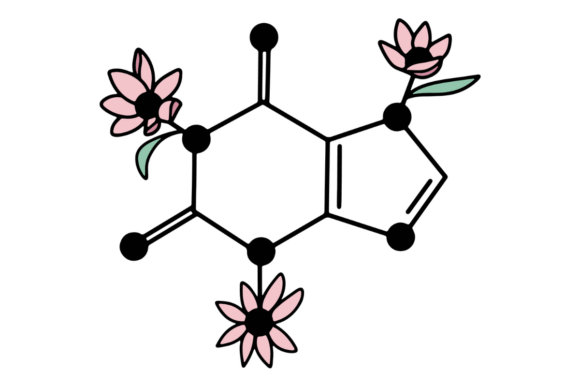 Floral Caffeine Molecule: Graphics for Crafts