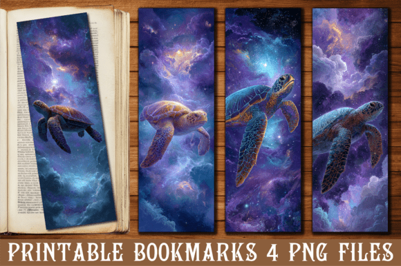Galaxy Space Sea Turtle Cosmic Bookmark Graphics for Crafts