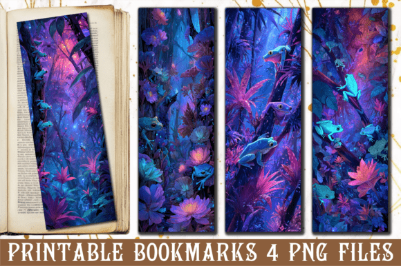 Neon Jungle Tree Frog Art Bookmark Graphics & Crafts