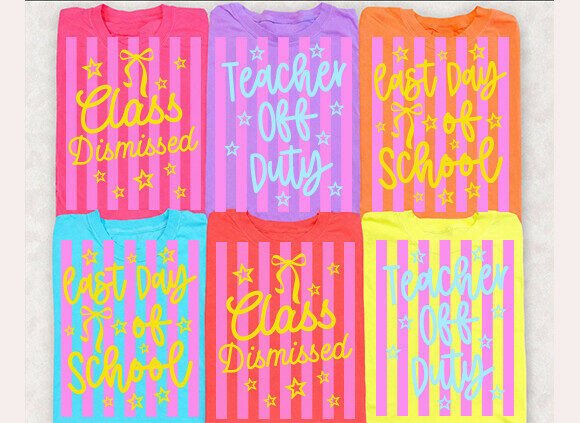 Neon Striped Last Day of School SVG PNG Graphics for T-Shirt Designs