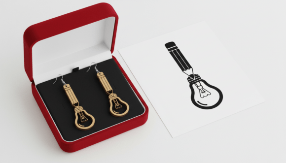 Pencil Light Bulb Earring Laser Cut: Graphics for Crafts