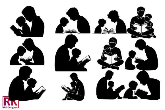 People Reading Books Bundle Vecto: Graphics for Crafts