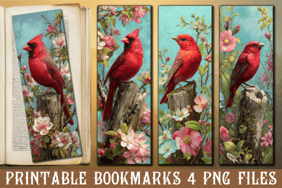 Red Cardinal Floral Graphics for Crafts