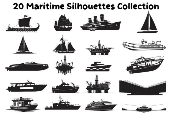 Ships Boats Silhouette Collection: Graphics for Crafts