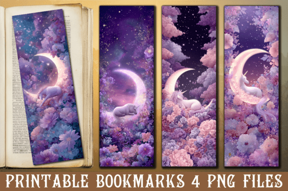 Unicorn Bookmark Graphics for Crafts