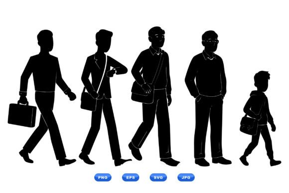 Walking People Silhouette Clipart for Graphics & Crafts